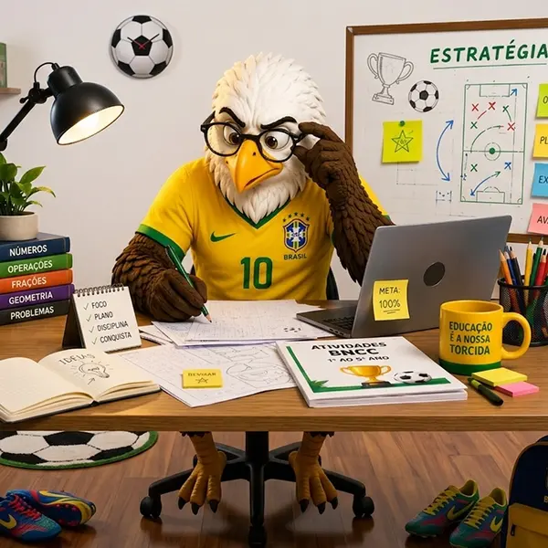 Professora cansada, soterrada de papéis tentando montar atividades sobre a Copa do Mundo
